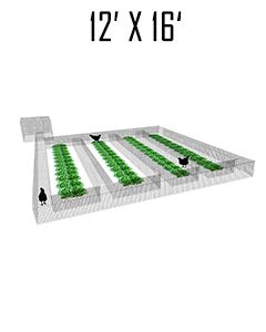 12' X 16' Garden Chunnel With (3) 12' Aisles Closed Ended & 4' X 4' Chicken Run