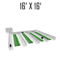 16' X 16' Garden Chunnel With (3) 16' Aisles Open Ended & 4' X 4' Chicken Run 