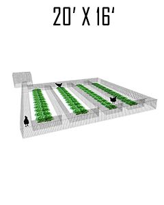 20' X 16' Garden Chunnel With (4) 16' Aisles Closed Ended & 4' X 4' Chicken Run