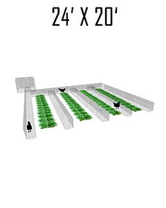 24' X 20' Garden Chunnel With (5) 20' Aisles Open Ended & 4' X 4' Chicken Run
