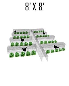 8' X 8' Garden Chunnel With Center Aisle & (3) 8' Cross Sections 