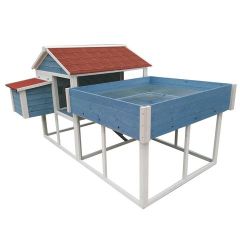  The Roof Top Garden Large Chicken Coop- Blue & White Hen House