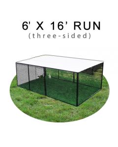 6' X 16' Chicken Run with Metal Top (THREE-SIDED)